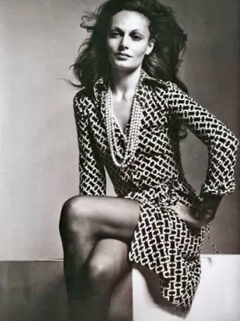 Vintage Diane von Furstenberg Y2K 100% Silk Iconic Wrap Dress Chain Print Luxury - Picture 2 of 9